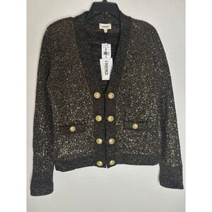 NWT L'agence Jinny Sequin Cardigan Sweater black Gold Sequin women's size Small